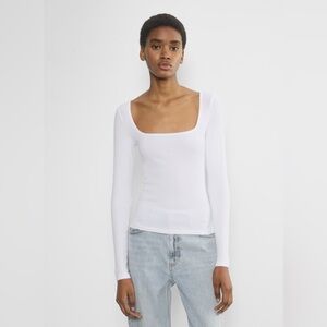 Aritzia HomeStretch Rib Squareneck Longsleeve Top in White
